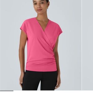HALARA Vibrant Pink Wrap Blouse